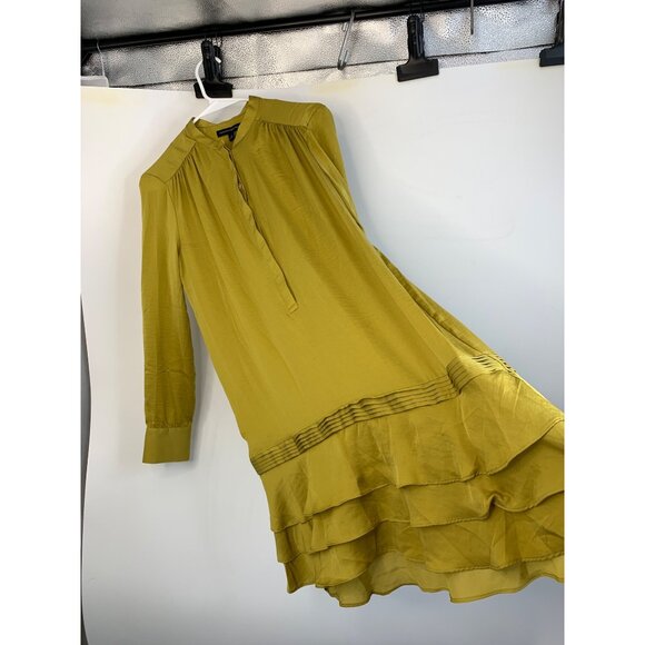 Banana Republic Long Sleeve Tiered Dress Mini Gold Sz 4 Drop Waist NWT $128 6930 - Picture 9 of 16